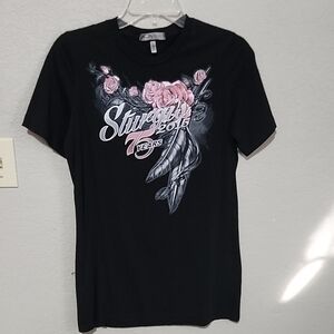 Hot Leathers Apparel womens shirt black Sturgis 75 years 2015 size L Biker